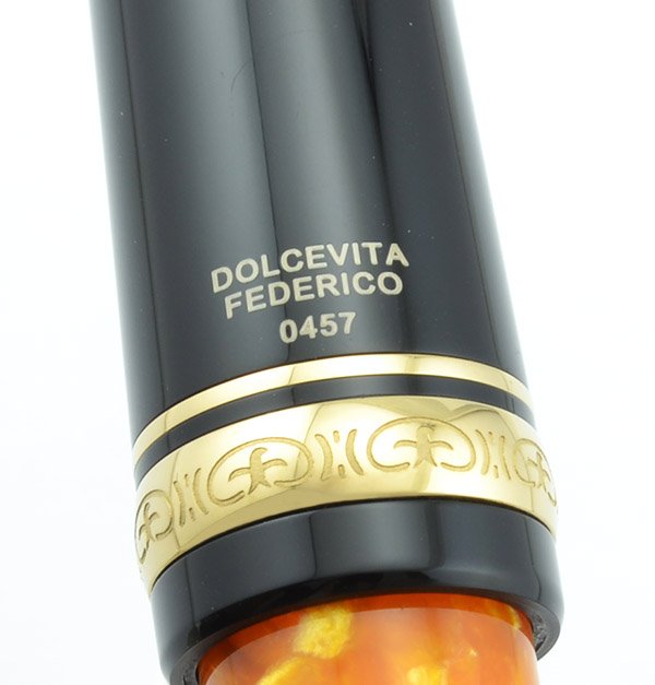 Delta Dolcevita Federico Fountain Pen - Oversize, Orange & Black